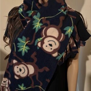 Monkey Fleece Scarf  9”x56”